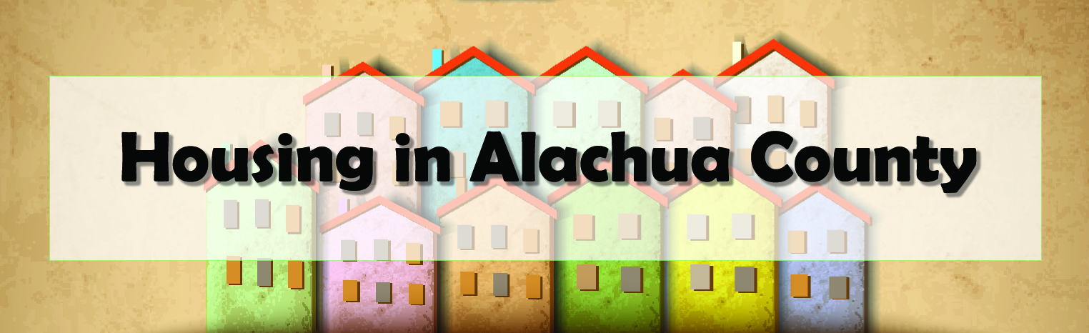This is a decorative heading picture with Housing resources in Alachua County as title.