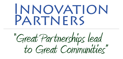 A graphic stating Innovation Partners Great Partnerships lead to Great Communities